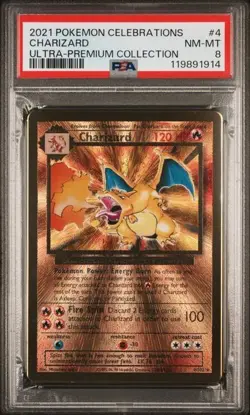 PSA 8 - 2021 Pokemon Celebrations UPC CHARIZARD Gold Metal Card #4 (1914) - Image 1