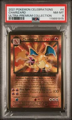 PSA 8 - 2021 Pokemon Celebrations UPC CHARIZARD Gold Metal Card #4 (1915) - Image 1