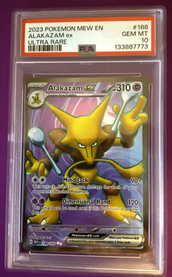 2023 Pokemon Mew EN 151 #188/165 Alakazam ex Ultra Rare Holo PSA 10 GEM MINT - Image 1
