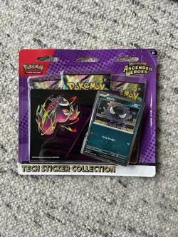 Pokemon Ascended Heros Tech Sticker Collection 3 Booster Packs Gastly NEW SEALED - Image 1
