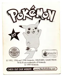 ABRA PUZZLE #217 CROMO / STICKER POKEMON SERIE 1 MERLIN 1999 DEL ALBUM ROJO - Image 2
