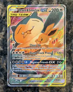 Pokemon Eevee & Snorlax GX SM169 Promo Holo Card (Excellent) - Image 1