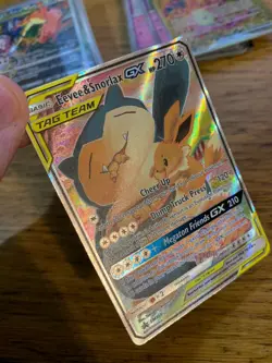 N-MINT! Eevee & Snorlax GX SM169 Sun & Moon Tag Team Alt Art Promo Pokemon Card! - Image 4