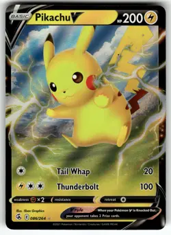Pikachu V 086/264 SWSH08: Fusion Strike NM Pokemon Card TCG - Image 1