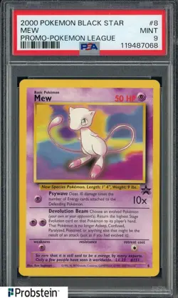 2000 Pokemon TCG Black Star Promo Pokemon League #8 Mew PSA 9 MINT - Image 1