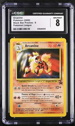 CGC 8 Arcanine 2000 Black Star Promos 6 Pokemon League Graded Pokemon Card - Image 1