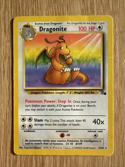 Dragonite 19/62 Fossil Non Holo Rare Pokemon Card WOTC 1999 Vintage Set MP-HP - Image 1