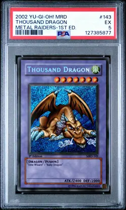 2002 YU-GI-OH! MRD-METAL RAIDERS 1ST EDITION #143 THOUSAND DRAGON PSA 5 - Image 1