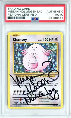 PSA Signed Megan Hollingshead Pokemon TCG Chansey 003/102 Base Set Holo Rare - Image 1
