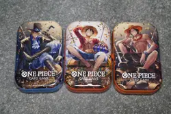 New & Sealed! One Piece Tin Pack Set Vol 2 Set of 3 | TS-02 OP-13 | Bandai - Image 1