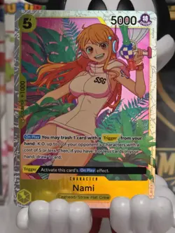 One Piece Nami OP08-106 Two Legends Full Art Foil One Piece TCG Double Sleeved - Image 1
