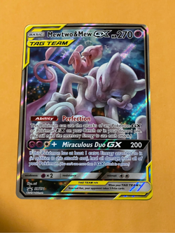 2019 Pokemon Sun Moon Tag Team Mewtwo Mew GX FA BSP Black Star Promo #SM191 NM B - Image 1