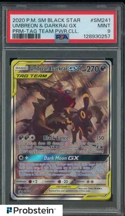 "2020 Pokemon TCG SM Black Star Promo #SM241 Umbreon Darkrai Gx PSA 9 MINT " - Image 1