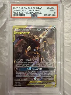 Pokemon Card - Umbreon and Darkrai GX SM241 Sun and Moon Black Star Promo PSA 9 - Image 1