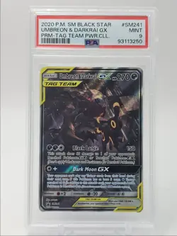 UMBREON & DARKRAI GX 2020 POKEMON POWERS BLACK STAR PROMO #SM241 PSA 9 Q0883 - Image 1