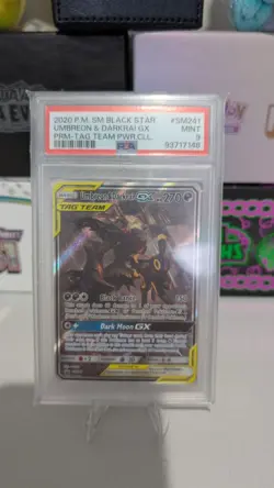 2020 Pokemon Black Star Promo #SM241 Umbreon & Darkrai Gx Tag Team PSA 9 - Image 1