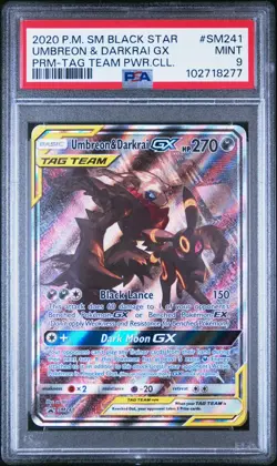 Umbreon & Darkrai GX Tag Team SM241 Pokemon Card PSA 9 Black Star Promo 2020 - Image 1