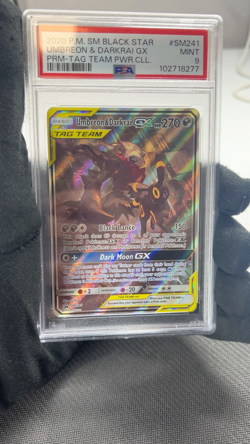 Umbreon & Darkrai GX Tag Team SM241 Pokemon Card PSA 9 Black Star Promo 2020 - Image 2