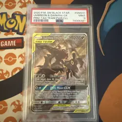 PSA 9 2020 POKEMON SM BLACK STAR PROMO #SM241 UMBREON & DARKRAI GX TAG TEAM - Image 1