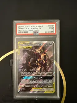 2020 Black Star Promo Umbreon & Darkrai GX SM241 Tag Team Pokemon PSA 9 - Image 1
