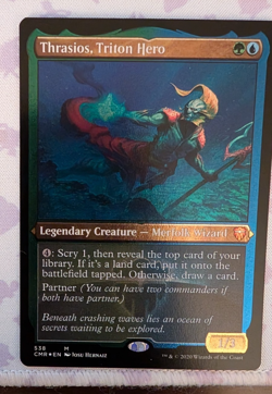 1x Thrasios, Triton Hero (Foil Etched) NM Foil Commander Legends MTG - Image 1