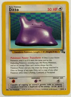 Ditto 18/62 - NON-HOLO RARE - Fossil - VINTAGE WOTC POKEMON CARD - LP - Image 2