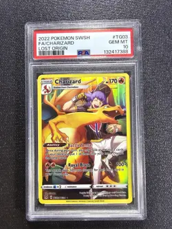 2022 POKEMON SWORD & SHIELD LOST ORIGIN #TG03 FULL ART/CHARIZARD PSA 10 - Image 1