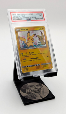 Pokemon TCG PSA 9 Mint Pikachu M162 2019 SM Black Star Promo Pikachu & Mimikyu - Image 1