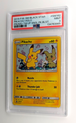 Pokemon TCG PSA 9 Mint Pikachu M162 2019 SM Black Star Promo Pikachu & Mimikyu - Image 3
