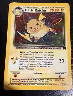 Pokemon Holo Secret Rare Card - Dark Raichu 83/82 (Team Rockets Set) - Image 1