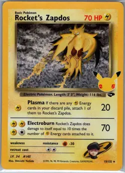 Rocket's Zapdos 15/132 Celebrations: Classic Collection - Pokemon Card - NM - Image 1
