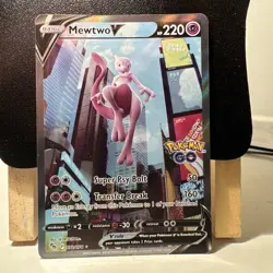 Pokemon TCG Mewtwo v Full Art Holo Ultra Rare Card Pokemon Go 072/078 72/78 - Image 1