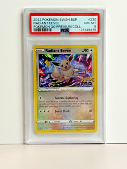 2022 Pokemon Swsh Black Star Promo Radiant Eevee #230 Pokemon Go Shiny PSA 8 BSP - Image 1