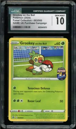 CGC 10 Gem Mint Grookey on the Ball 003/005 Pokemon Futsal Campaign UK Promo - Image 1