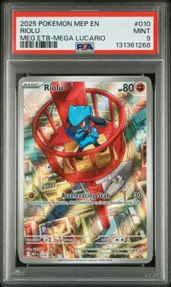 2025 POKEMON MEP EN-ME BLACK STAR PROMO #010 RIOLU PSA 9 - Image 1