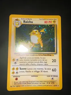 BGS 9 Carta Pokemon Raichu 14/102 Holo ITA Set Base Near Mint+ - Image 1