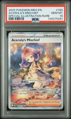 2025 POKEMON MEG EN-MEGA EVOLUTION #183 ACEROLA'S MISCHIEF PSA 10 - Image 1