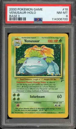 2000 POKEMON GAME #18 VENUSAUR HOLO NM-MT BASE II PSA 8 - Image 1