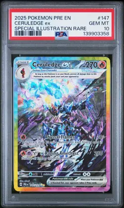 2025 POKEMON PRISMATIC EVOLUTIONS SPECIAL ILLUSTRATION RARE CERULEDGE EX PSA 10 - Image 1