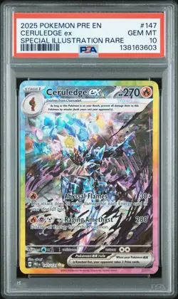 2025 POKEMON PRISMATIC EVOLUTIONS SPECIAL ILLUSTRATION RARE CERULEDGE EX PSA 10 - Image 1
