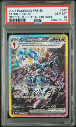 2025 POKEMON PRISMATIC EVOLUTIONS SPECIAL ILLUSTRATION RARE CERULEDGE EX PSA 10 - Image 1