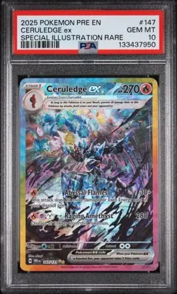 2025 POKEMON PRISMATIC EVOLUTIONS SPECIAL ILLUSTRATION RARE CERULEDGE EX PSA 10 - Image 1