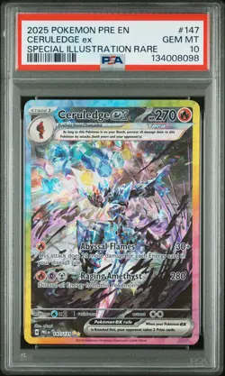 2025 POKEMON PRISMATIC EVOLUTIONS SPECIAL ILLUSTRATION RARE CERULEDGE EX PSA 10 - Image 1