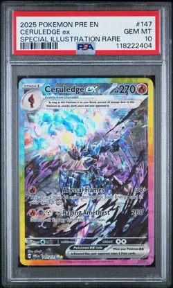 2025 POKEMON PRISMATIC EVOLUTIONS SPECIAL ILLUSTRATION RARE CERULEDGE EX PSA 10 - Image 1
