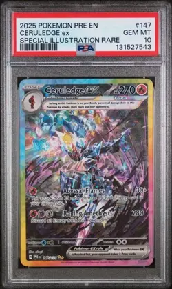 2025 POKEMON PRISMATIC EVOLUTIONS SPECIAL ILLUSTRATION RARE CERULEDGE EX PSA 10 - Image 1