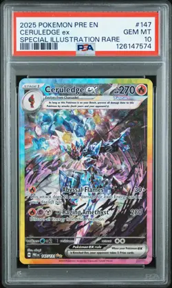 2025 POKEMON PRISMATIC EVOLUTIONS SPECIAL ILLUSTRATION RARE CERULEDGE EX PSA 10 - Image 1