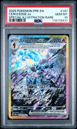 2025 POKEMON PRISMATIC EVOLUTIONS SPECIAL ILLUSTRATION RARE CERULEDGE EX PSA 10 - Image 1