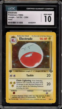 Pokemon Electrode Jungle 1st Edition Holo Rare #2 CGC 10 Gem Mint - Image 1