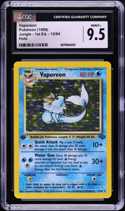 1999 Pokemon Jungle 1st Edition Holo Vaporeon #12 CGC 9.5 MINT+ - Image 1