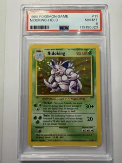 Pokemon PSA 8 NIDOKING 11/102 - 1999 BASE SET HOLO RARE - NM/MT - Image 1